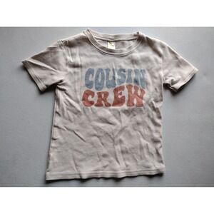 Laughing Giraffe Kids Beige Cousin Crew Graphic T-Shirt Retro Style 4T Cotton